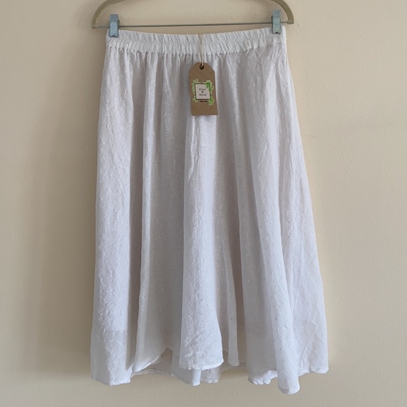 NWT Flint & Moss White Cotton Eyelet Midi Skirt - Picture 6 of 8